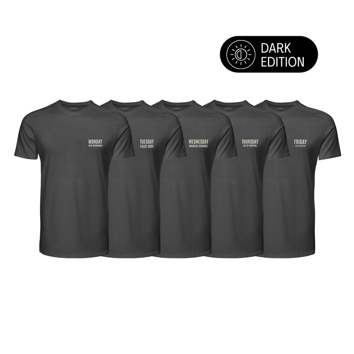 5-Pack 100% Cotton T-Shirt Set (Dark Edition)