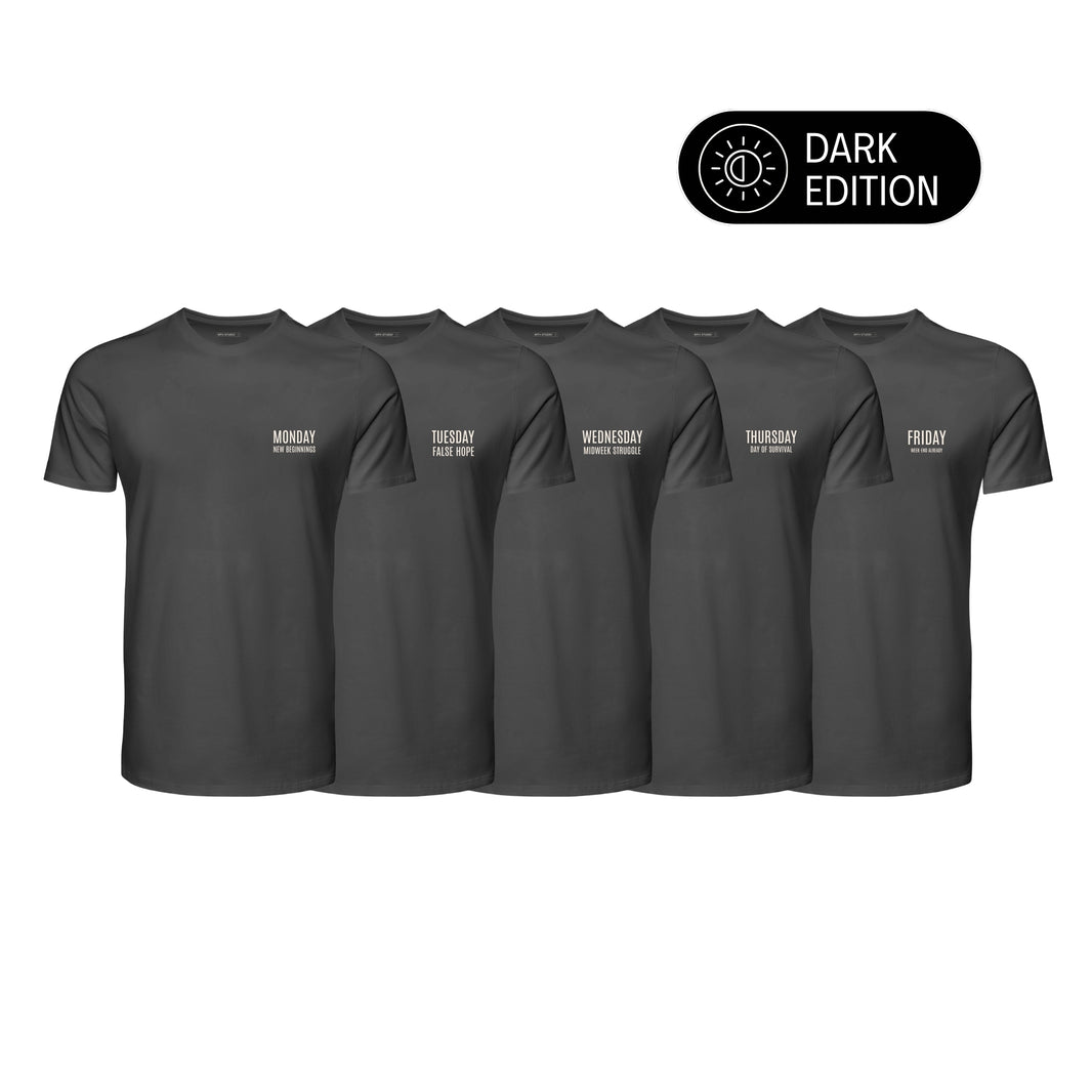 5-Pack 100% Cotton T-Shirt Set (Dark Edition)